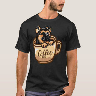 Tysk Shepherd Black Porträtt Head Vector T Shirt