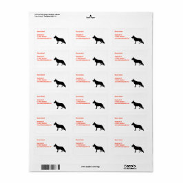 Tysk Shepherd Black Silhouette Adressetikett