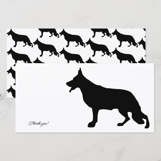 Tysk Shepherd Black Silhouette Tack Kort (Fram/baksida)