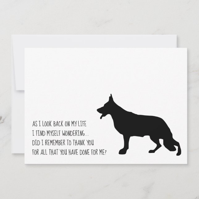 Tysk Shepherd Black Silhouette Tack Kort (Framsida)