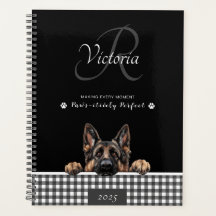 Tysk Shepherd Black White Gingham Anpassningsbar