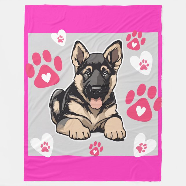 Tysk Shepherd Blanket Fleecefilt (Framsidan)