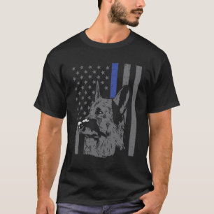 Tysk Shepherd Blue Line Flagga K9 Police Hund Patr T Shirt