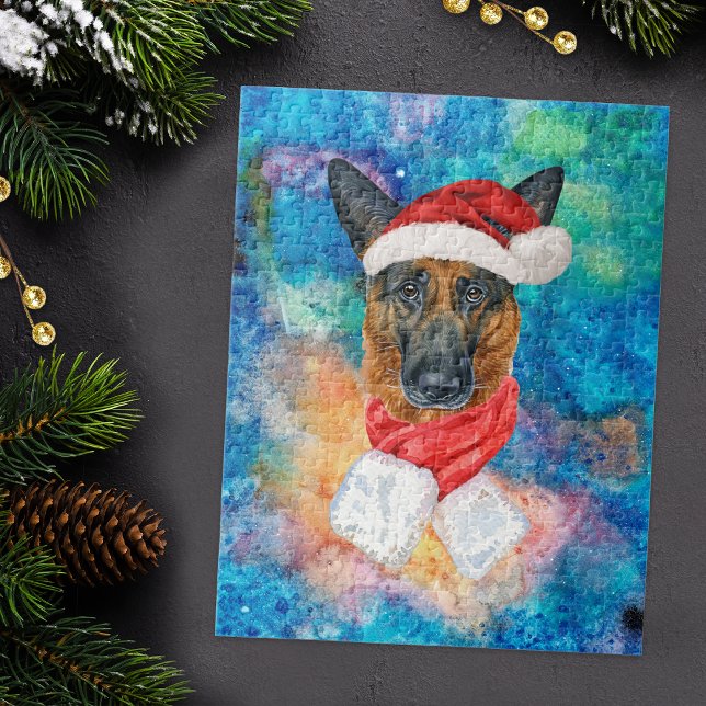 Tysk Shepherd Breed Hund jul Pussel (Skapare uppladdad)