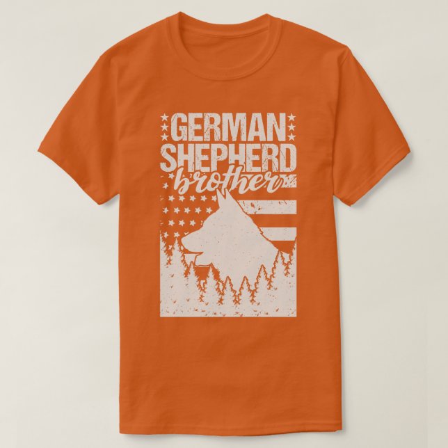 Tysk Shepherd Brother American Flagga T Shirt (Design framsida)