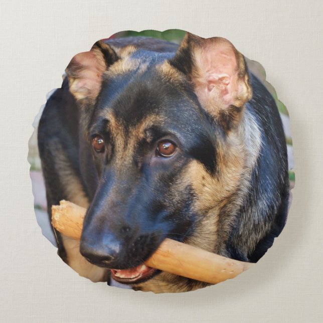 Tysk Shepherd by Shirley Taylor Rund Kudde (Framsidan)