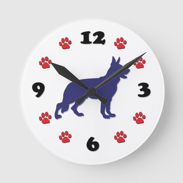 Tysk Shepherd Clock Rund Klocka (Framsida)
