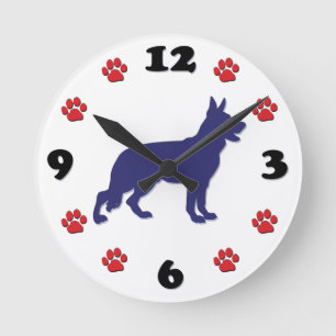 Tysk Shepherd Clock Rund Klocka