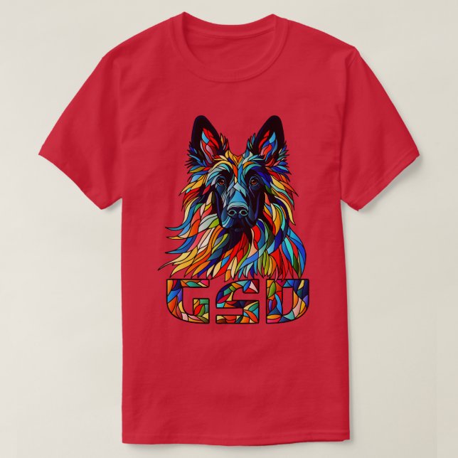 Tysk Shepherd Colorful Mosaic Art T Shirt (Design framsida)