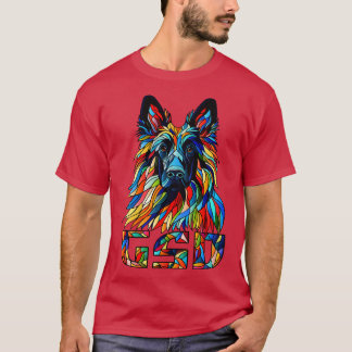 Tysk Shepherd Colorful Mosaic Art T Shirt