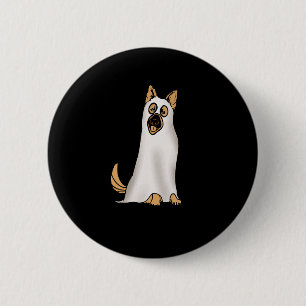 Tysk Shepherd Cute Hund Wearing Ghost Funny Hallo Knapp