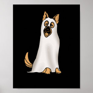 Tysk Shepherd Cute Hund Wearing Ghost Funny Hallo Poster