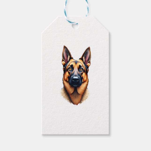 Tysk Shepherd Cute Puppy Hund (4) Presentetikett (Framsidan)