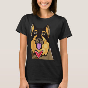 Tysk Shepherd Cute Tecknad hund Pop-Art Souvenir T Shirt