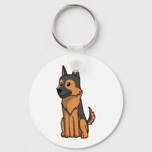 Tysk Shepherd Cute Tecknad Nyckelring