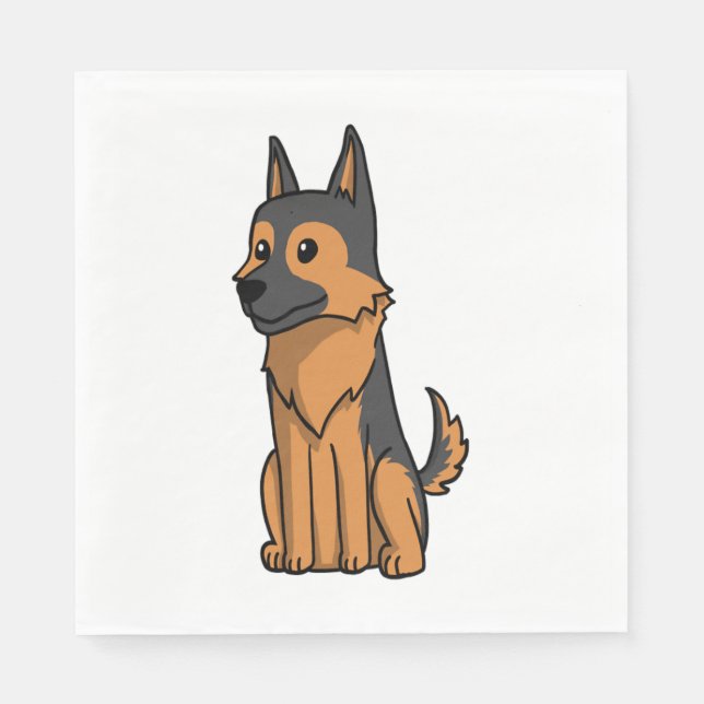 Tysk Shepherd Cute Tecknad Pappersservett (Framsidan)