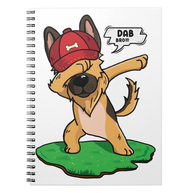 Tysk Shepherd Dabbing Anteckningsbok (Framsidan)