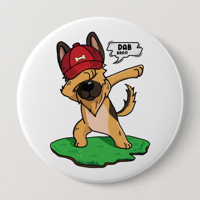 Tysk Shepherd Dabbing Knapp (Framsida)