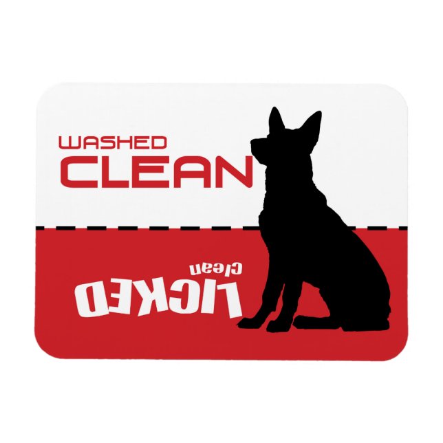 Tysk Shepherd Dishwasher Magnet - Slickat Clean (Horisontell)