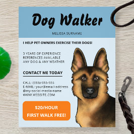 Tysk Shepherd Dog Walker Hund Walking Pet Service Flygblad