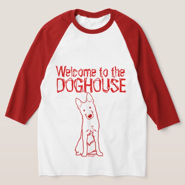 Tysk Shepherd Doghouse T Shirt (Laydown)