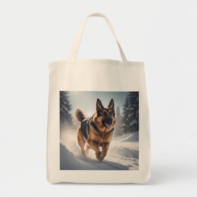 Tysk Shepherd Elegant Livsmedel Tote Bag Tygkasse (Framsidan)