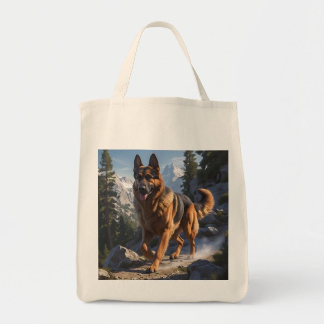 Tysk Shepherd Elegant Livsmedel Tote Bag Tygkasse (Framsidan)