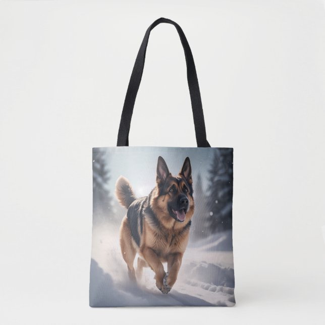 Tysk Shepherd Elegant Shoulder Tote Bag Tygkasse (Framsida)