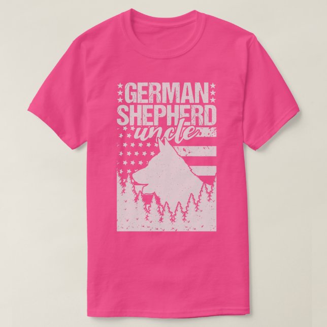 Tysk Shepherd farbror American Flagga T Shirt (Design framsida)