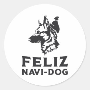 Tysk Shepherd Feliz Navi-Hund Animal Vintage Runt Klistermärke