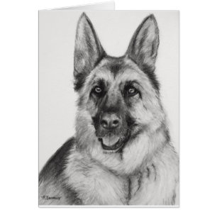 Tysk Shepherd Fine Art Hälsningskort