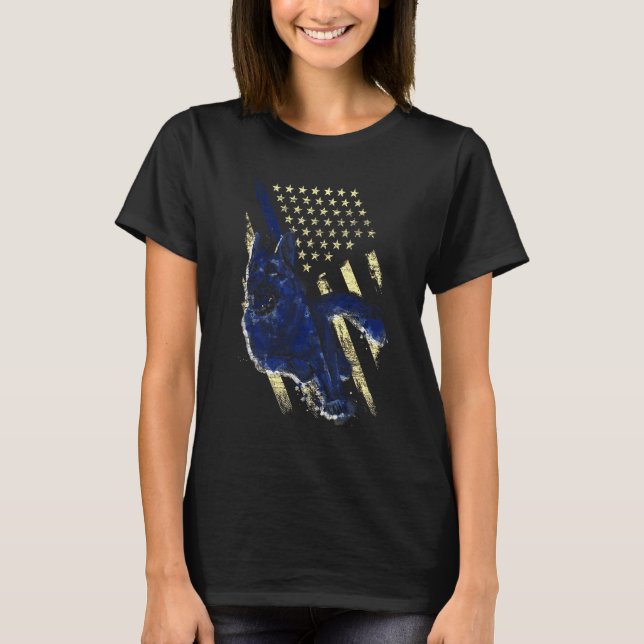 Tysk Shepherd Flagga Tillsatta lagar polis T Shirt (Framsida)