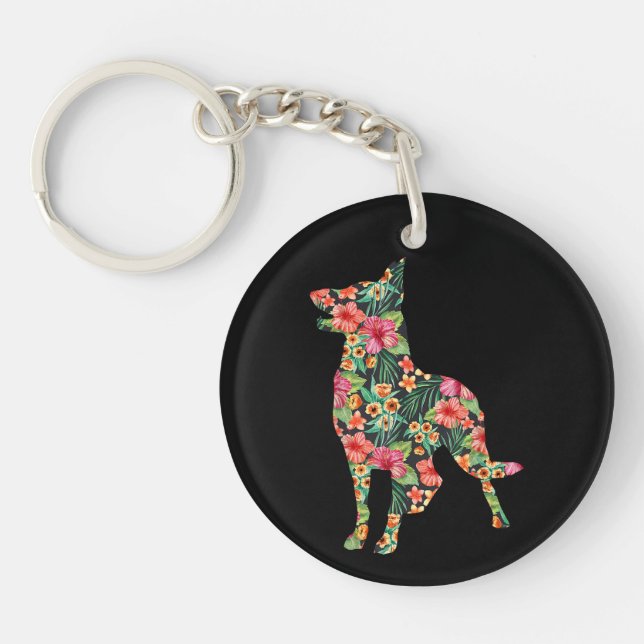 Tysk Shepherd Flower Rolig hund Silhouette-Blommig (Framsidan)