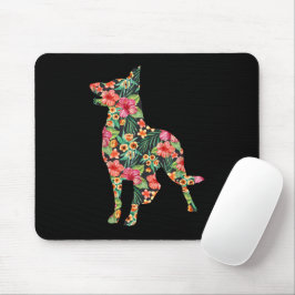 Tysk Shepherd Flower Rolig hund Silhouette-Blommig Musmatta