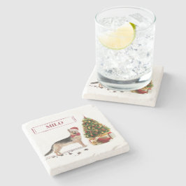 Tysk Shepherd Funny jul Hund med Träd Stenunderlägg