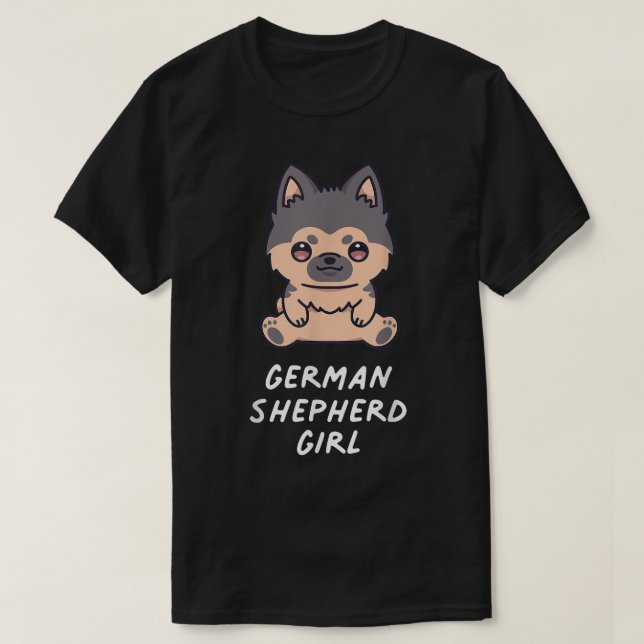 Tysk Shepherd Girl Kawaii Anime Hund älskare Owner T Shirt (Design framsida)