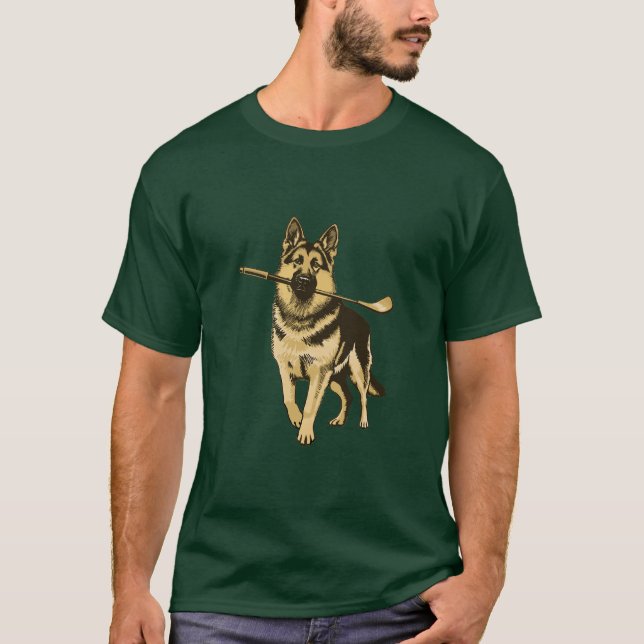 Tysk Shepherd Golf  T Shirt (Framsida)