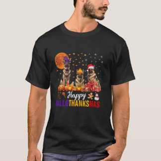 Tysk Shepherd Hallothanksmas Halloween Thanksgiv T Shirt