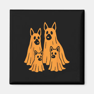 Tysk Shepherd Halloween Ghost Family Rolig hund L Magnet
