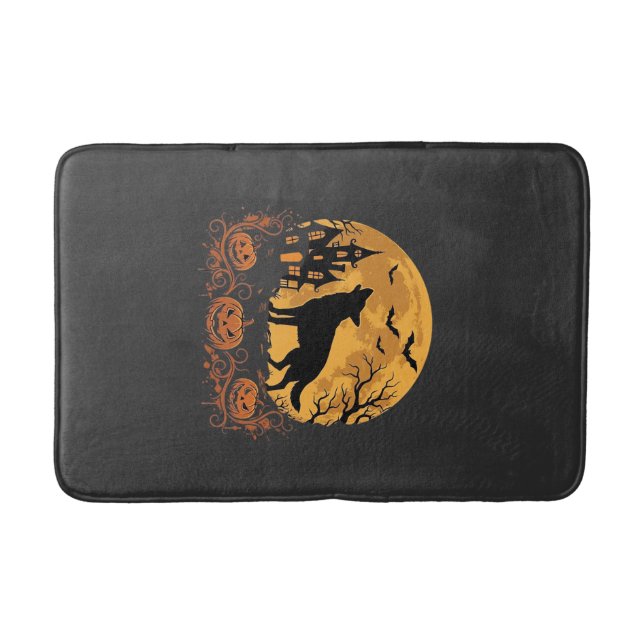 Tysk Shepherd Halloween Moon Pumpa Design_1 Badrumsmatta (Framsidan)