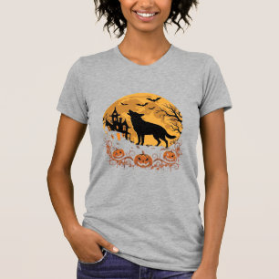 Tysk Shepherd Halloween Moon Pumpa Design_1 T Shirt