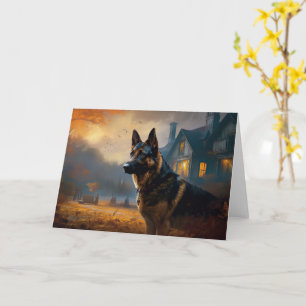 Tysk Shepherd Halloween Skräck Kort