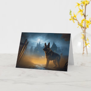 Tysk Shepherd Halloween Skräckinjagande Kort