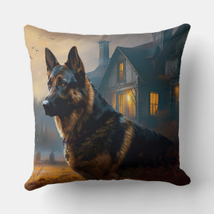 Tysk Shepherd Halloween Skräckinjagande Kudde