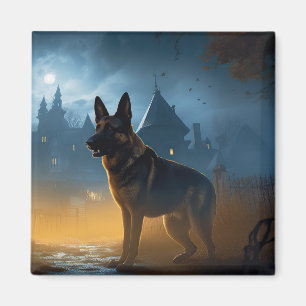 Tysk Shepherd Halloween Skräckinjagande Magnet