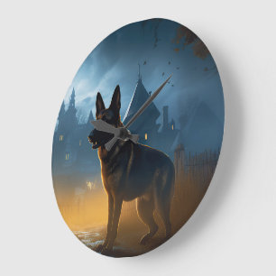 Tysk Shepherd Halloween Skräckinjagande Stor Klocka