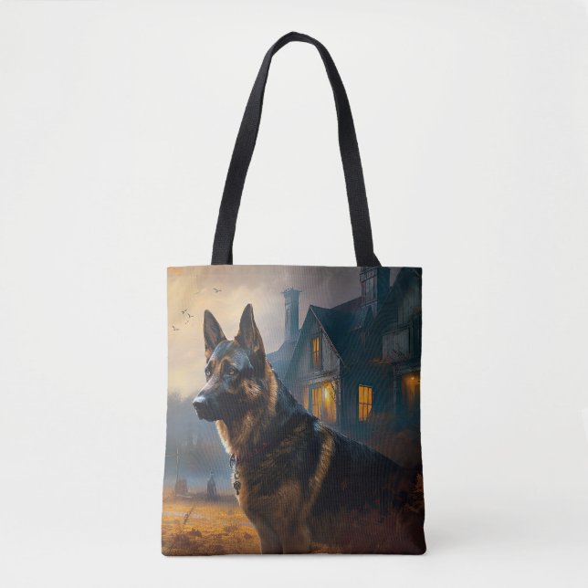 Tysk Shepherd Halloween Skräckinjagande Tygkasse (Framsida)