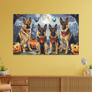 Tysk Shepherd Halloween-taloky Canvastryck