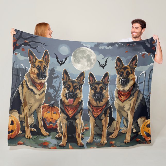 Tysk Shepherd Halloween-taloky Fleecefilt (På plats)