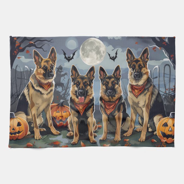 Tysk Shepherd Halloween-taloky Kökshandduk (Horisontell)